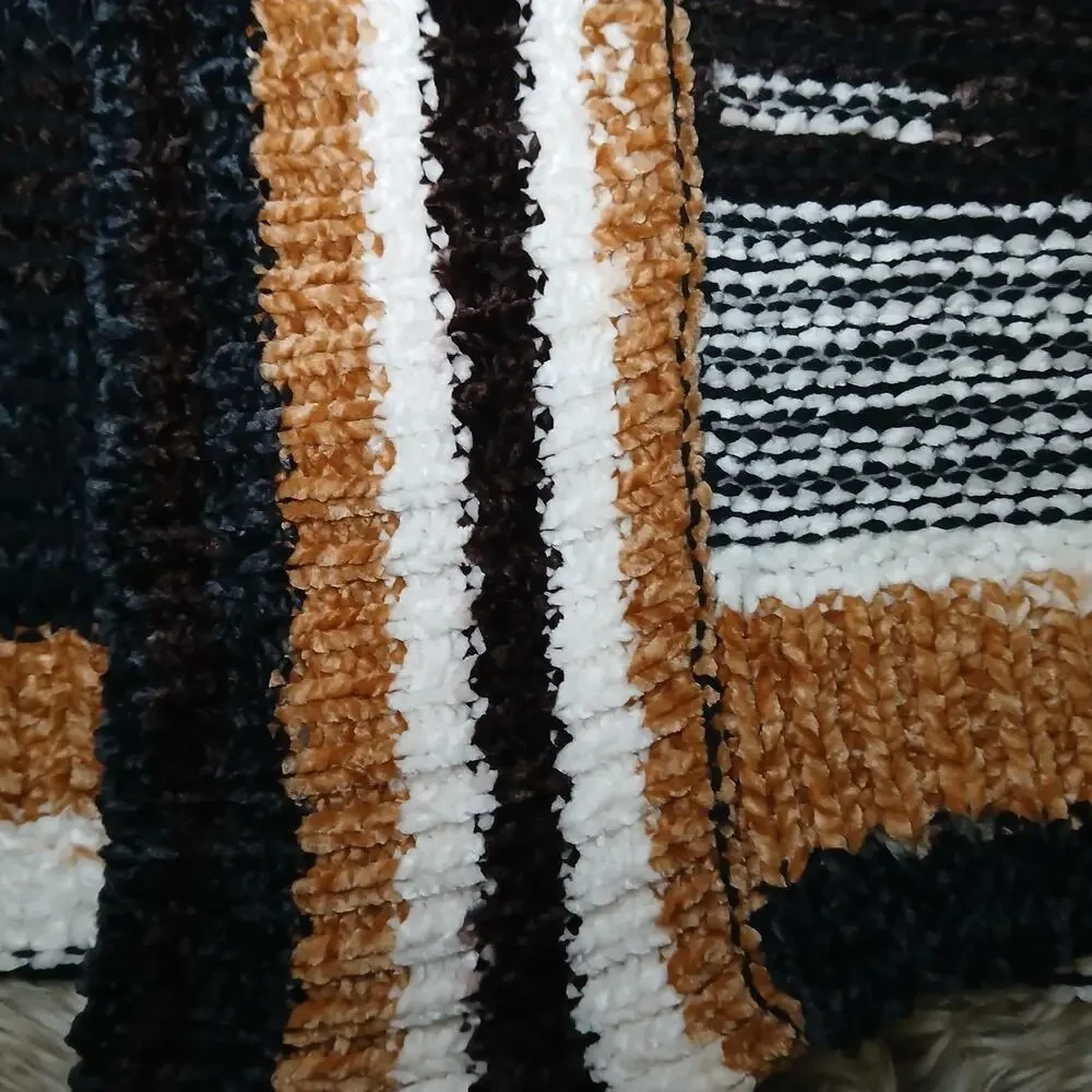 BKE Chenille Open Front Striped Cardigan Sweater XS/S Black Brown Tan‎ Boho Cozy